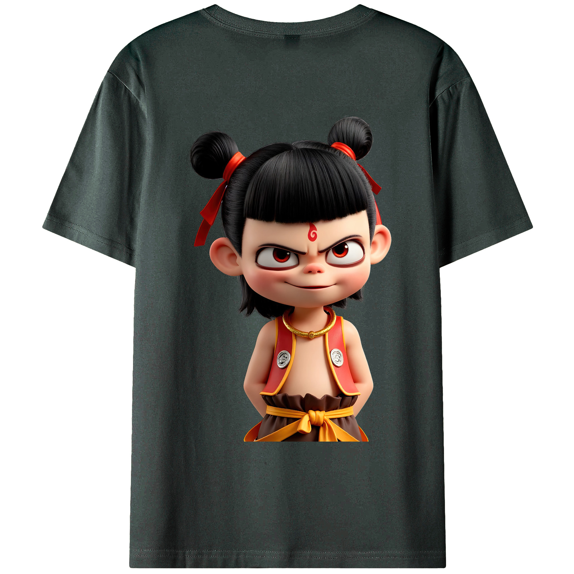 （画像用） Ne Zha 2 ナタ 魔童の大暴れ 綿100％ メンズ半袖Tシャツ（バックプリント） 通気性